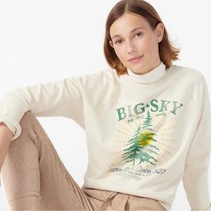 J Crew Big Sky Farm Seeds Graphic cotton Terry Sweatshirt - Green & Yellow Print